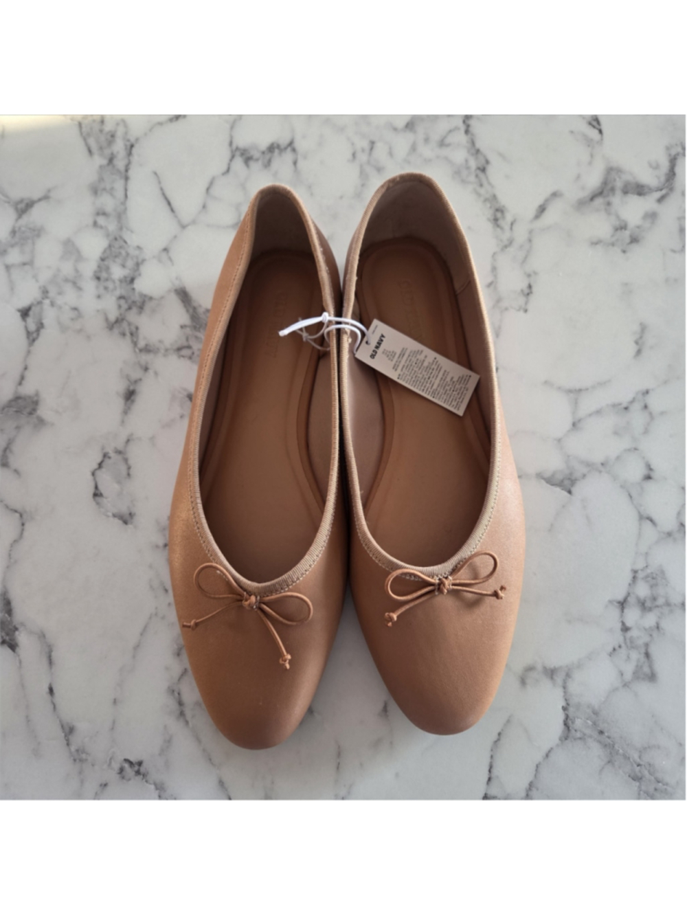NWT Old Navy Faux Leather Ballet Flats Size 8 Tan Caramel Balletcore Office